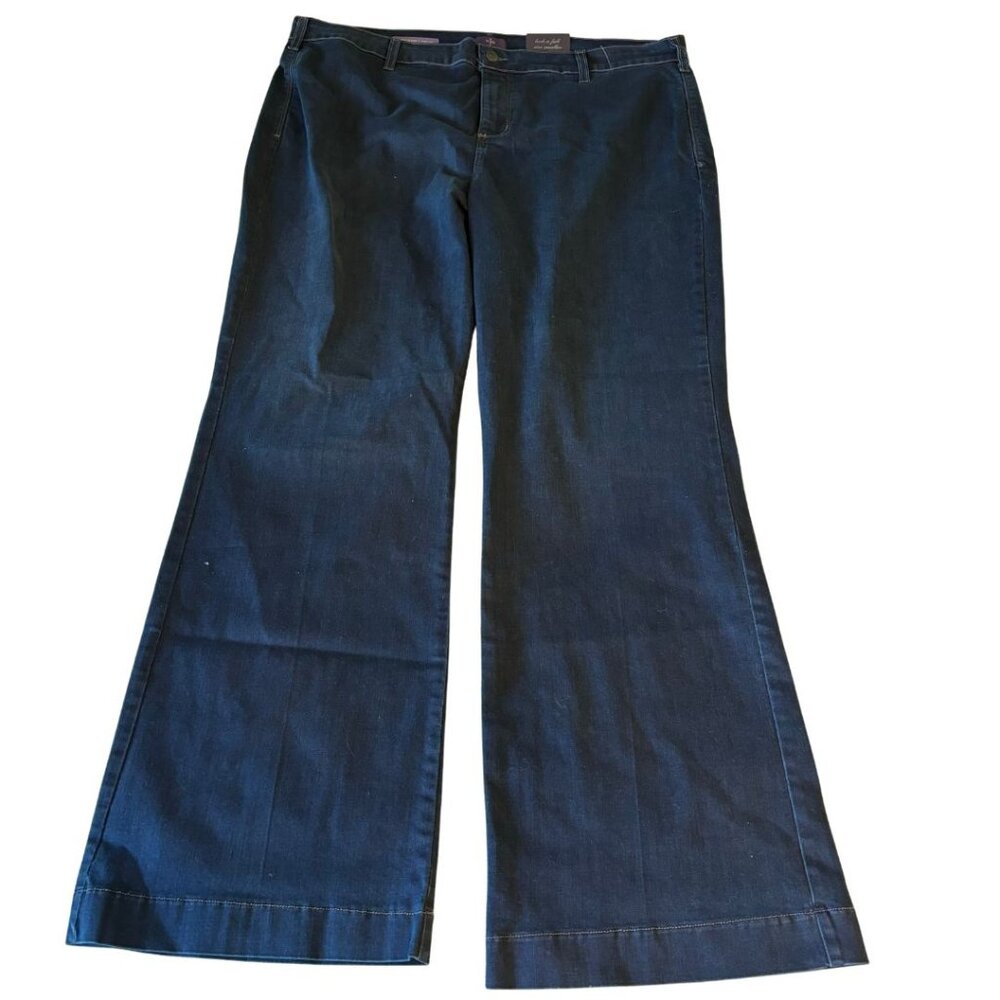 NWT NYDJ Womens Dark Wash High Rise Wide Leg Jeans Addison Plus Size 22W